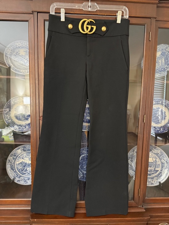 Gucci Black Wide-Leg Pants with Gold Double G Hardware